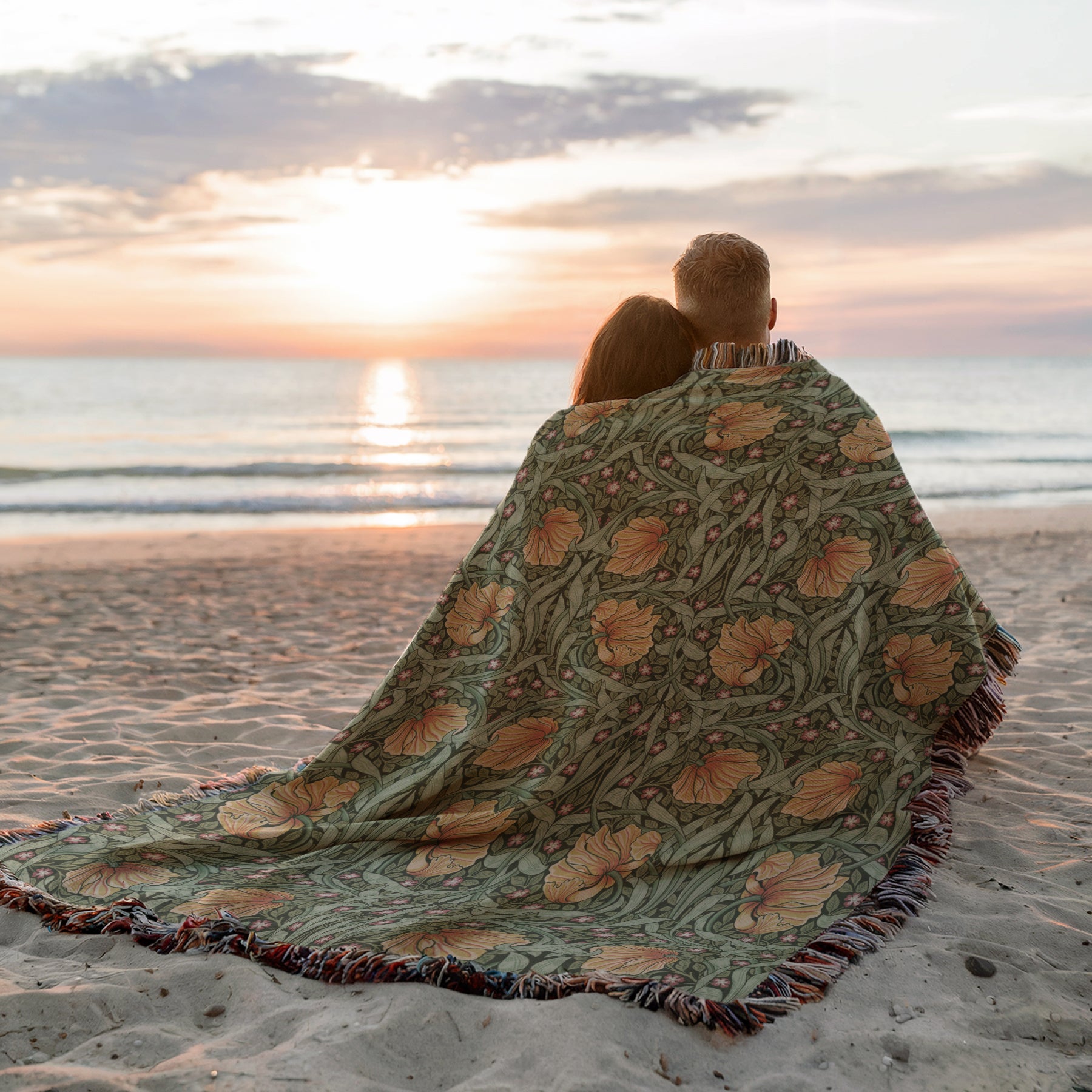 William Morris Woven Blanket - PIMPERNEL Boho Home Decor Throw