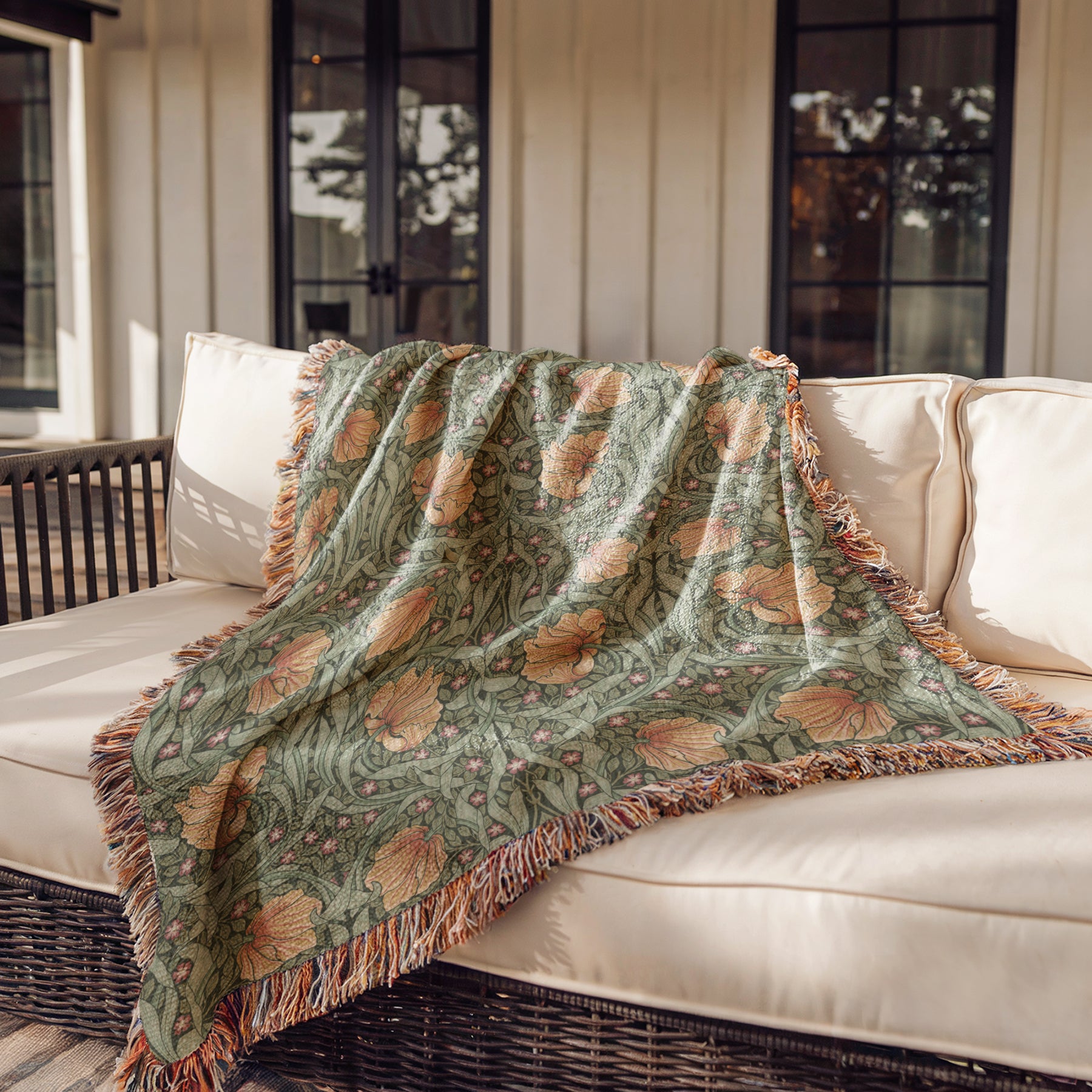William Morris Woven Blanket - PIMPERNEL Boho Home Decor Throw