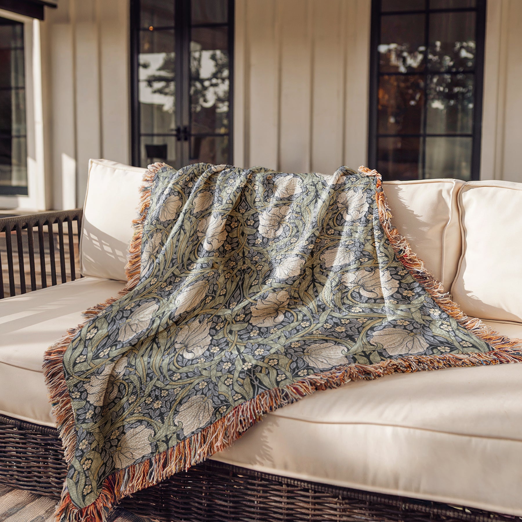William Morris Woven Blanket - PIMPERNEL Boho Home Decor Throw