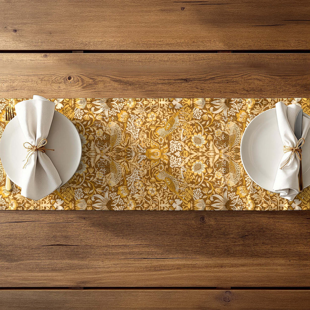 William Morris Table Runner STRAWBERRY THIEF in Golden Garden