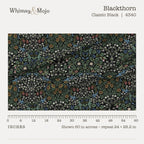 Blackthorn in Classic Black shown at true scale with a ruler, 60 inches across