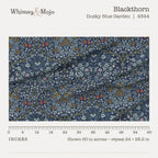 Blackthorn in Dusky Blue Garden shown at true scale with a ruler, 60 inches across