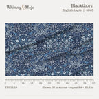 Blackthorn in English Lapis shown at true scale with a ruler, 60 inches across