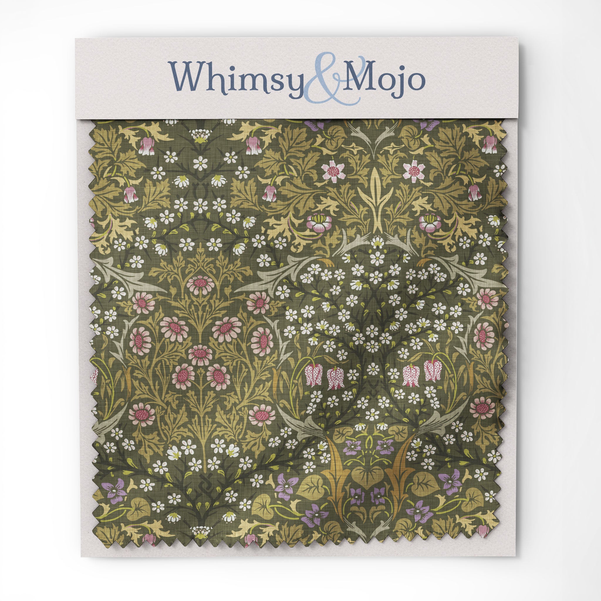 William Morris Fabric swatch - Sultry Olive green