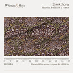 Blackthorn in Maroon & Mauve shown at true scale with a ruler, 60 inches across