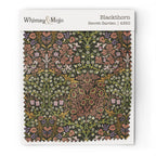 Fabric swatch of William Morris Blackthorn pattern in Secret Garden colorway, showing color and texture up close.