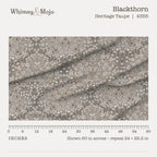 Blackthorn in Heritage Taupe shown at true scale with a ruler, 60 inches across