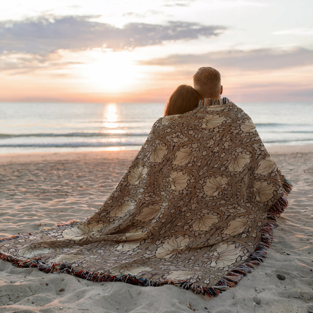 William Morris Woven Blanket - PIMPERNEL Boho Home Decor Throw