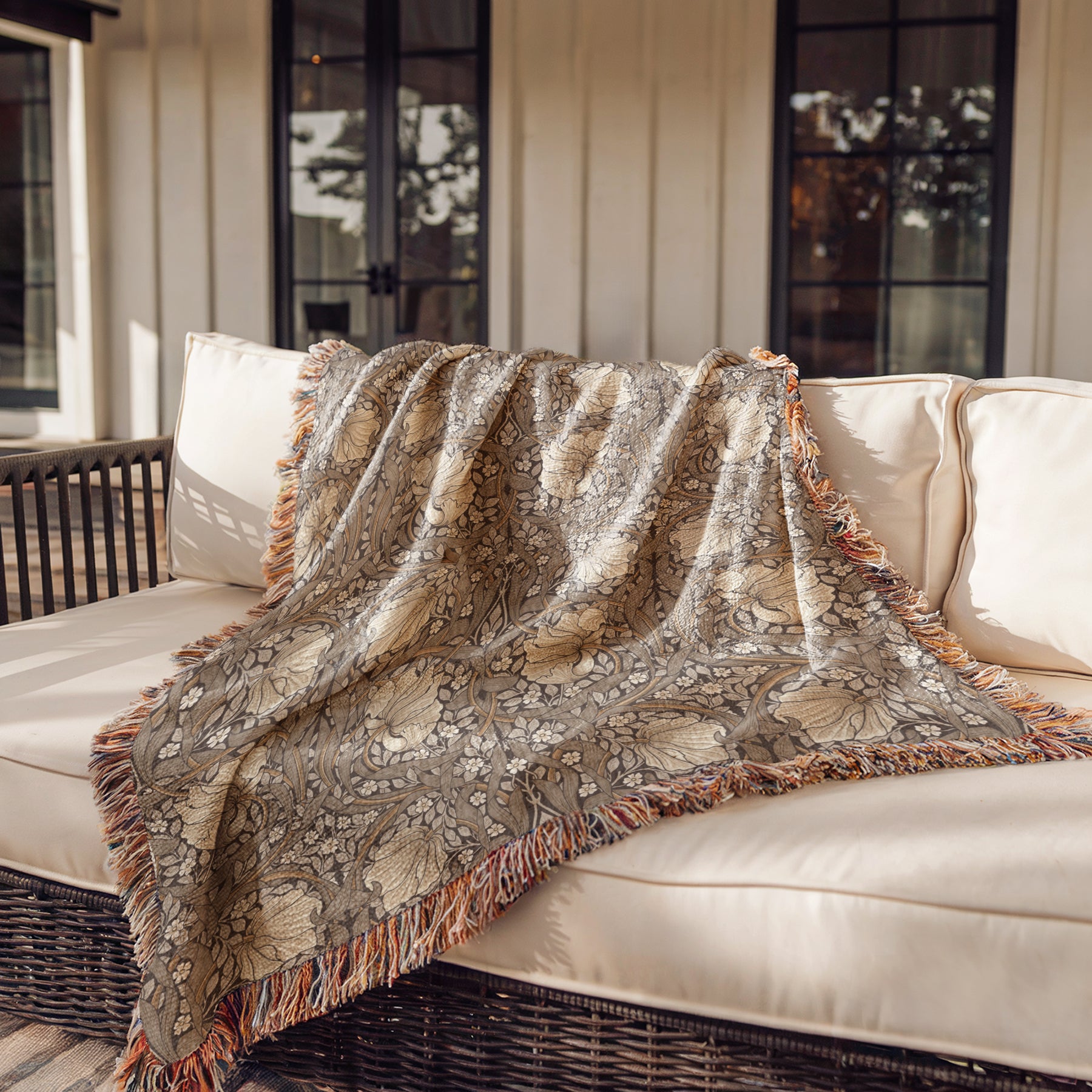William Morris Woven Blanket - PIMPERNEL Boho Home Decor Throw