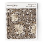 Fabric swatch of William Morris Pimpernel pattern in Rich Cocoa colorway, showing color and texture up close.