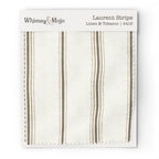 Wallpaper sample of Laurent Stripe pattern in Linen & Tobacco colorway, showing the French Country stripe design up close.