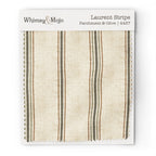 Wallpaper sample of Laurent Stripe pattern in Parchment & Olive colorway, showing the French Country stripe design up close.