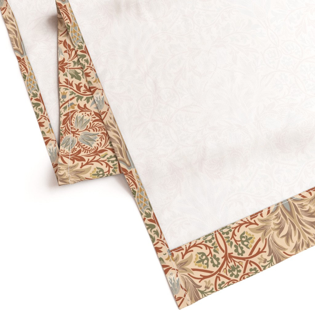 William Morris Snakeshead curtain panel showing the reverse and stitching detail. Harvest Grove colorway