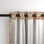 Snakeshead by William Morris curtain panel shown with hanging tabs.Harvest Grove colorway
