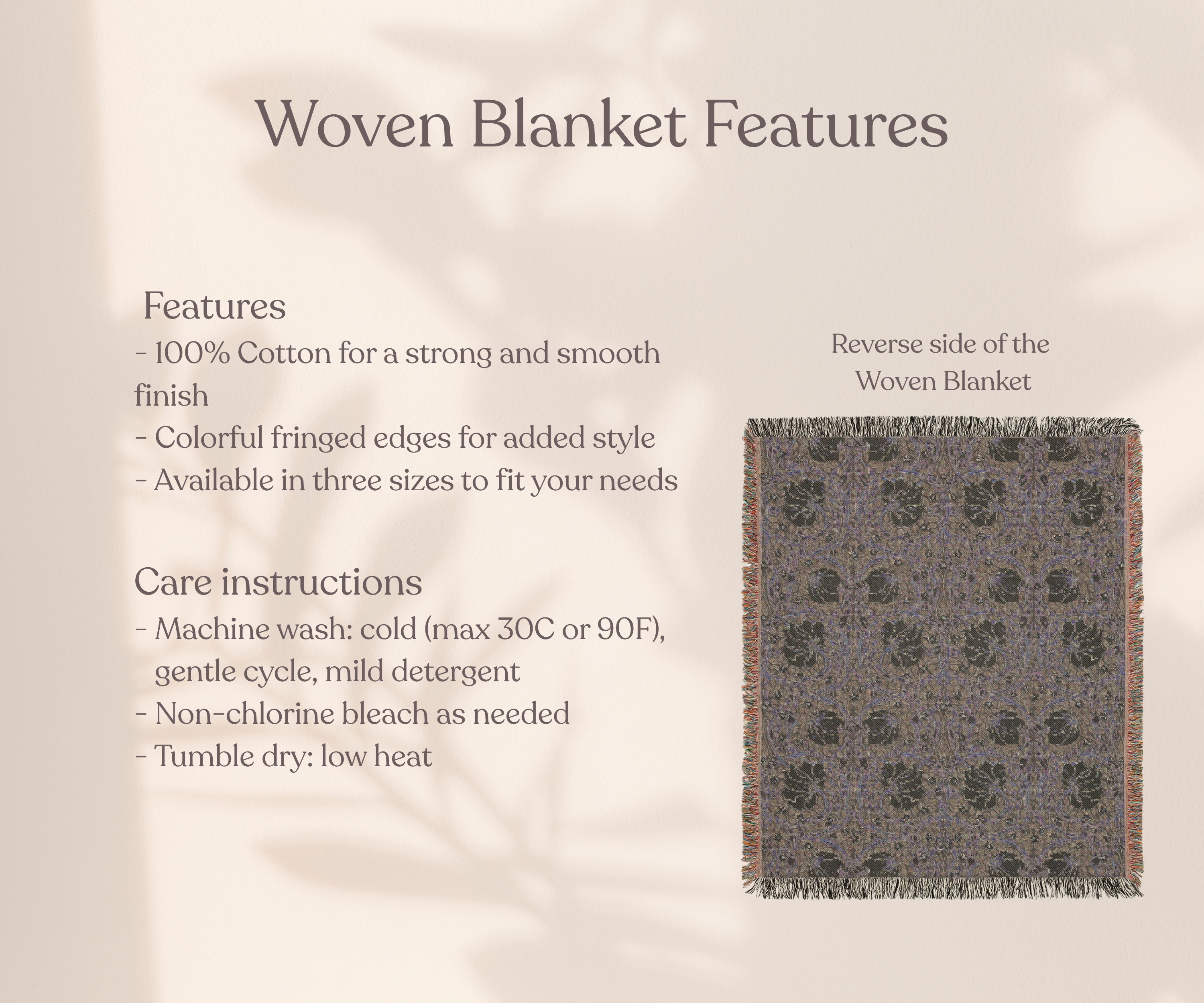 William Morris Woven Blanket - PIMPERNEL Boho Home Decor Throw