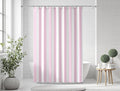 Vertical striped shower curtain styled in a bright modern bathroom with freestanding tub and natural decor, perfect for modern farmhouse bathrooms and classic cottage style interiors.