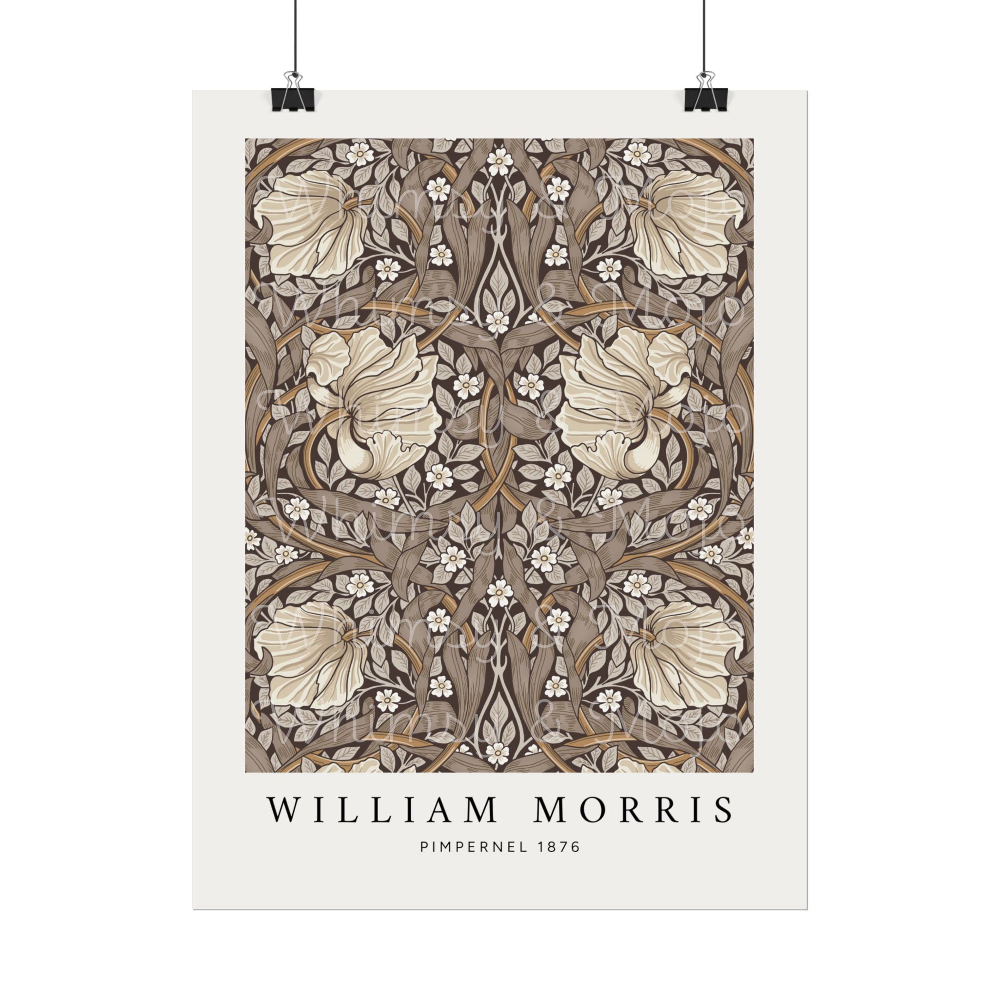William Morris Pimpernel poster in beige and brown tones