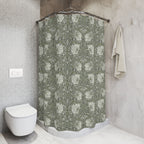 Pimpernel by William Morris shower curtain with floral pattern in a bathroom setting