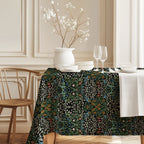 William Morris Blackthorn tablecloth with detailed botanical floral pattern inspired by the Arts and Crafts movement, perfect for cottagecore and traditional dining decor.