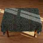 William Morris Blackthorn botanical tablecloth in original black colorway, showcasing classic Arts and Crafts floral design for elegant dining and vintage-inspired decor.