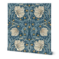 William Morris Wallpaper - Pimpernel in Heritage Blue botanical Arts and Crafts wallpaper