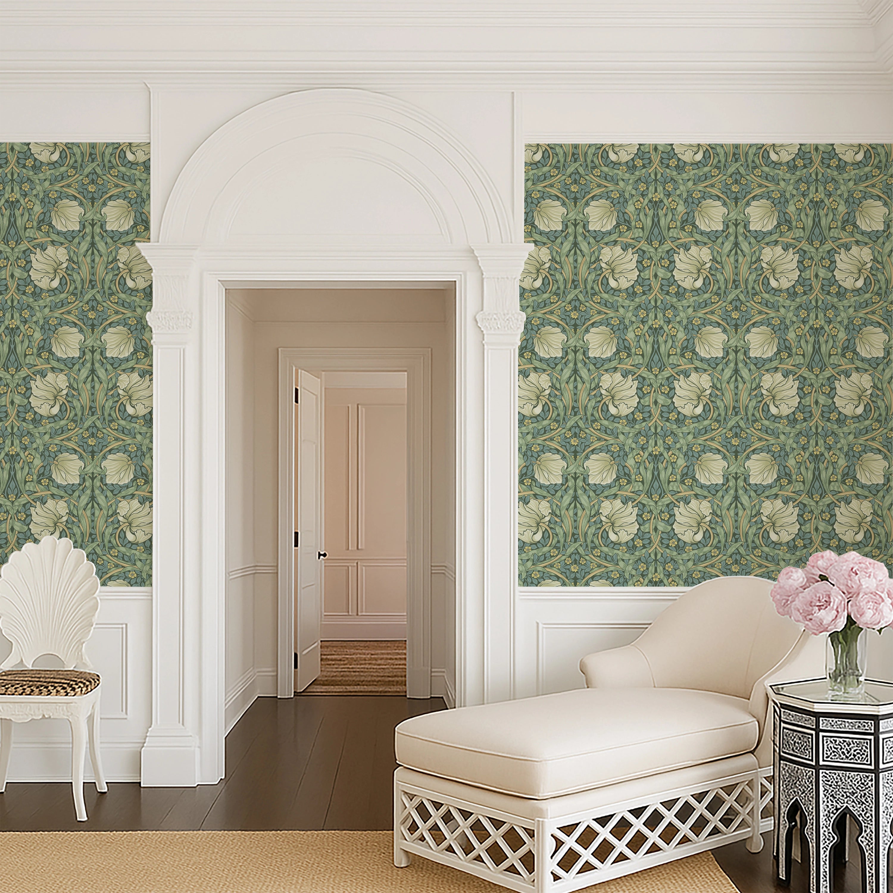 William Morris Wallpaper Pimpernel - Heritage Green