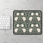 Pimpernel by William Morris mouse pad on a marble surface with a keyboard