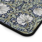 Sage green and blue Pimpernel by William Morris mouse pad shown for close-up detail