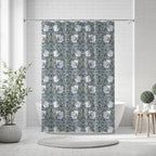 William Morris Pimpernel shower curtain in a bathroom setting