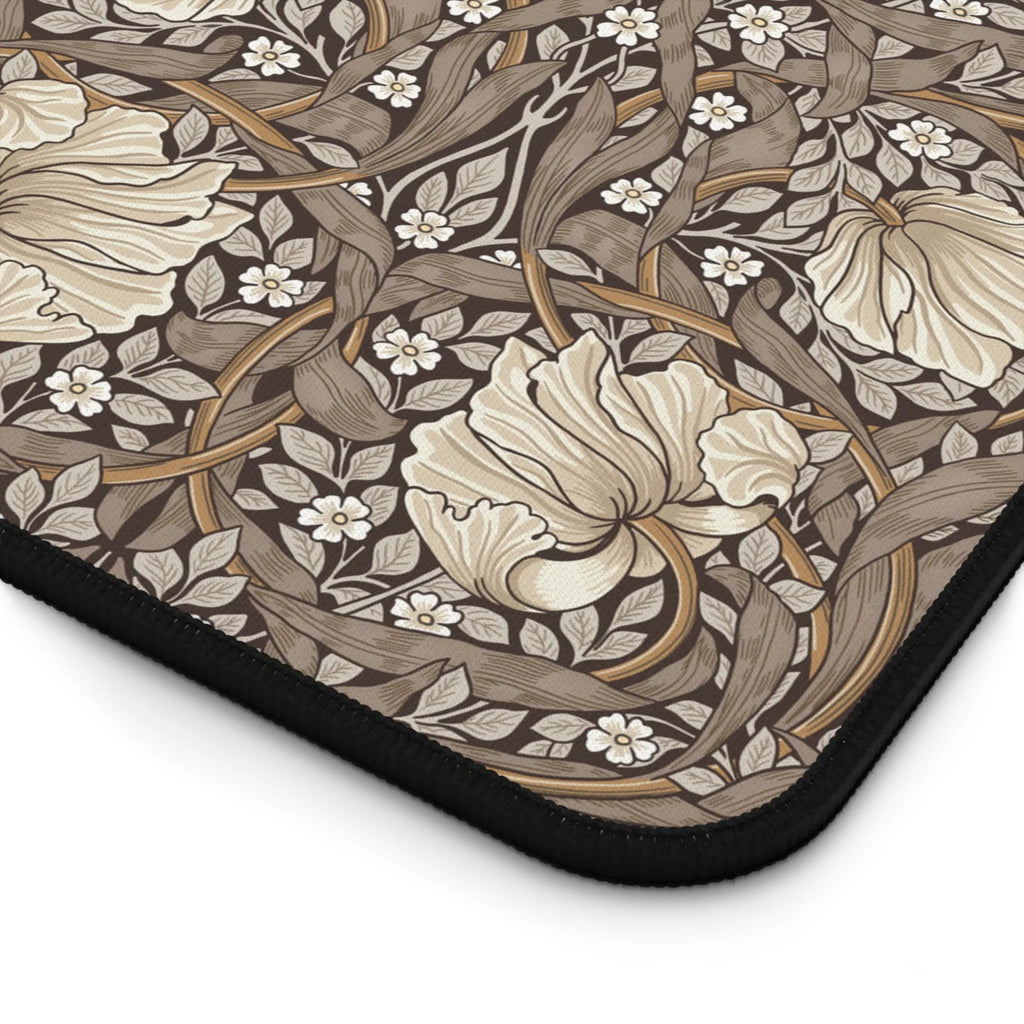 Rich cocoa brown Pimpernel by William Morris mouse pad shown for close-up detail