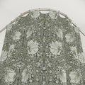 William Morris botanical shower curtain in a soft sage colorway with classic Arts and Crafts pattern, perfect for cottagecore and modern farmhouse bathrooms.