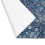 William Morris Blackthorn placemat in Blue detail showing hemmed edge and cotton twill texture