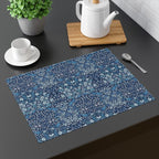 William Morris Blackthorn placemat flat lay showing Blue colorway