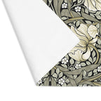 William Morris Pimpernel placemat in Khaki Sage detail showing hemmed edge and cotton twill texture